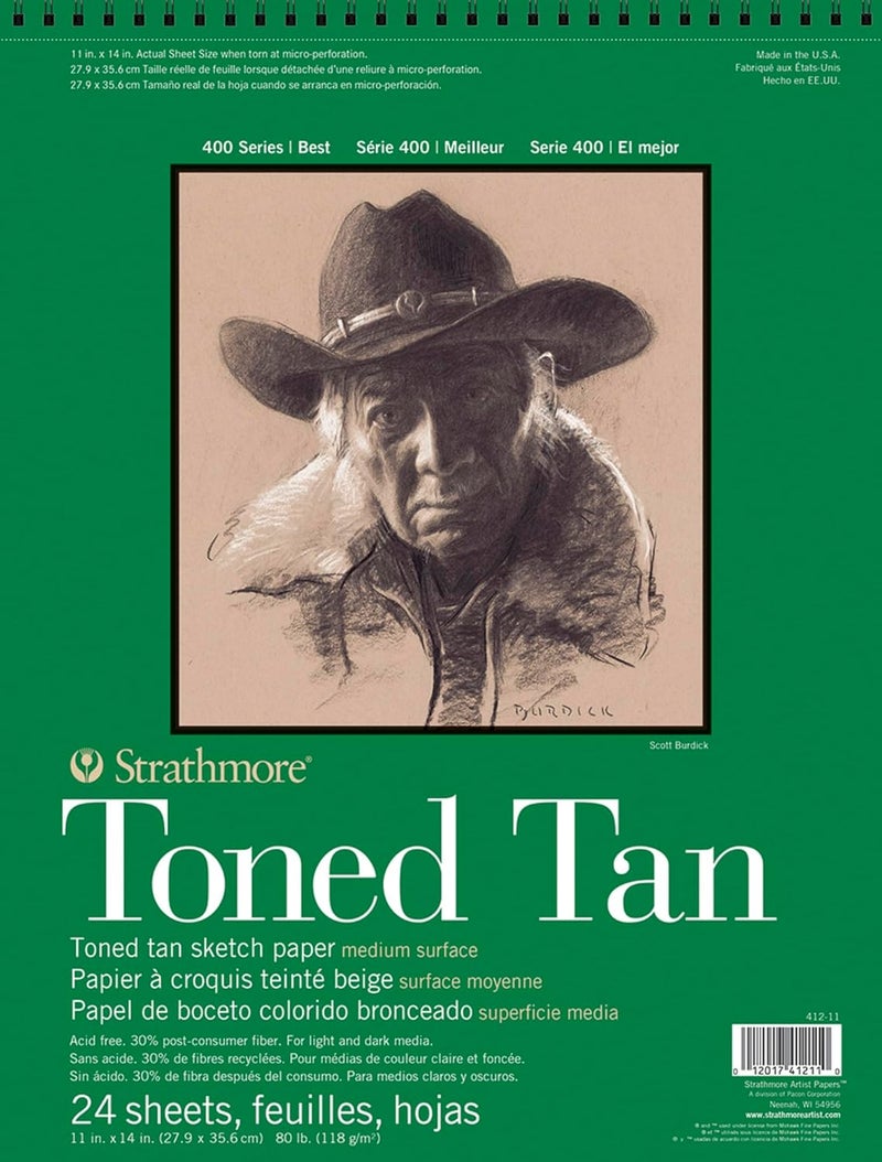 400 Series Toned Sketch Paper Pads (Wirebound) Tan 11 in. X 14 in. 24 Sheets (412-11)